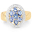 Anillo de Clúster de Tanzanita Baño de Oro de 14K en Plata Esterlina