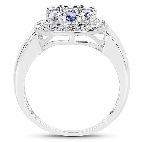1.19 Carat Genuine Tanzanite .925 Sterling Silver Engagement Ring