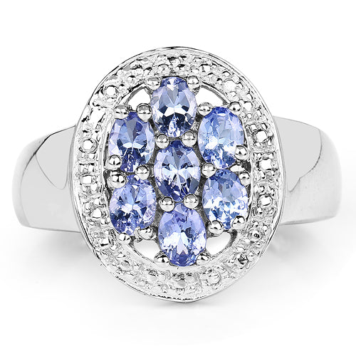 1.19 Carat Genuine Tanzanite .925 Sterling Silver Engagement Ring