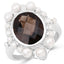 5.75 Carat Smoky Quartz and Pearl Sterling Silver Engagement Ring