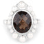 5.75 Carat Smoky Quartz and Pearl Sterling Silver Engagement Ring