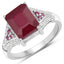 Bague de fiançailles en argent sterling avec rubis de 4,49 carats et topaze blanche