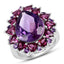 Bague en argent sterling avec améthyste et rhodolite de 11,22 carats
