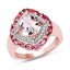 Anillo de Morganita y Turmalina Rosa Bañado en Oro Rosa de 14K