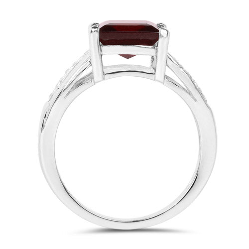 2.99 Carat Genuine Garnet and White Topaz Sterling Silver Ring