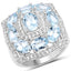 Bague en argent sterling avec aquamarine de 4,07 carats et topaze blanche