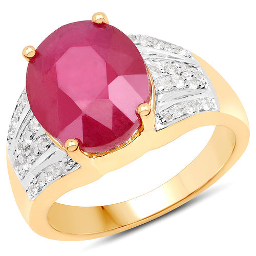14K Yellow Gold Plated Ruby and White Topaz Ring