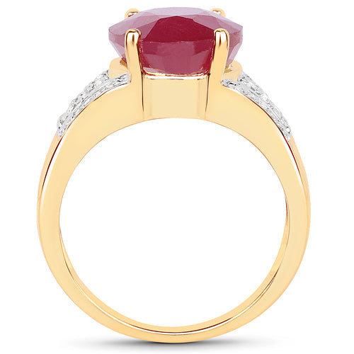 14K Yellow Gold Plated Ruby and White Topaz Ring
