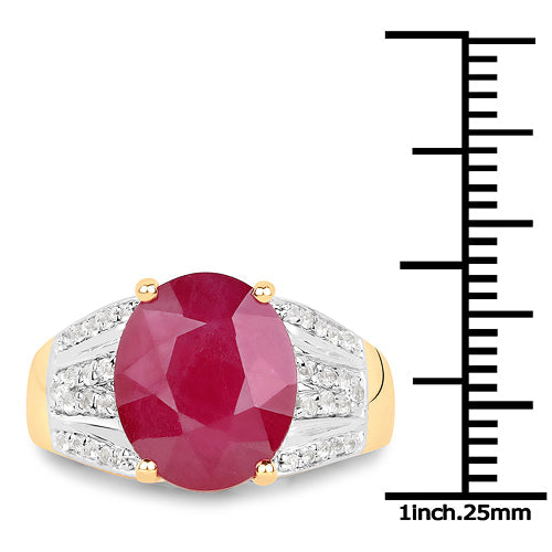 14K Yellow Gold Plated Ruby and White Topaz Ring