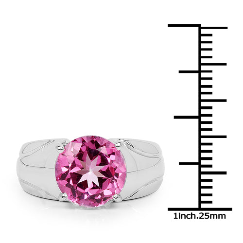 Bague de fiançailles en argent sterling avec topaze rose véritable de 4,55 carats
