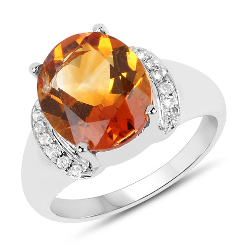 3.94 Carat Genuine Madeira Citrine & White Topaz Ring