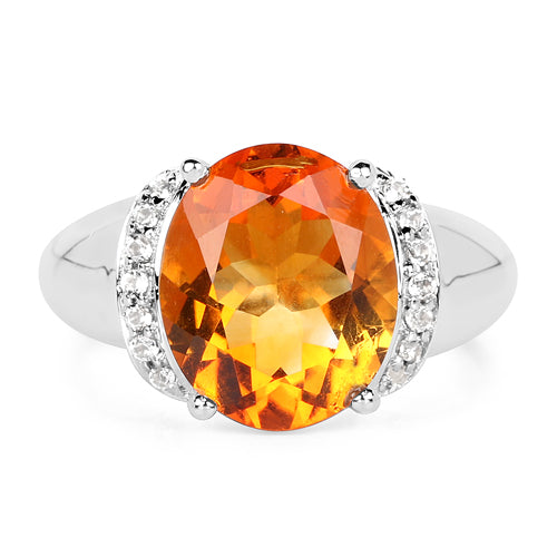 3.94 Carat Genuine Madeira Citrine & White Topaz Ring