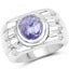 3.55 Carat Genuine Tanzanite Sterling Silver Engagement Ring