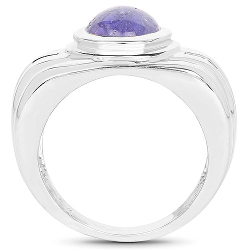 3.55 Carat Genuine Tanzanite Sterling Silver Engagement Ring