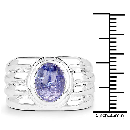 3.55 Carat Genuine Tanzanite Sterling Silver Engagement Ring