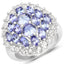 Bague en argent sterling avec tanzanite et topaze blanche de 4,72 carats