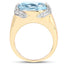 Anillo de Topacio Azul y Topacio Blanco Bañado en Oro Amarillo de 14K