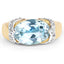 Anillo de Topacio Azul y Topacio Blanco Bañado en Oro Amarillo de 14K