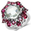 Bague en argent sterling avec améthyste verte et rhodolite de 8,61 carats