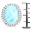 Anillo de Larimar de 17.62 quilates y Topacio Blanco en Plata Esterlina