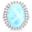 Anillo de Larimar de 17.62 quilates y Topacio Blanco en Plata Esterlina