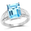 Anillo de Topacio Azul Suizo y Topacio Blanco de 5.78 Quilates en Plata de Ley