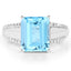 Anillo de Topacio Azul Suizo y Topacio Blanco de 5.78 Quilates en Plata de Ley