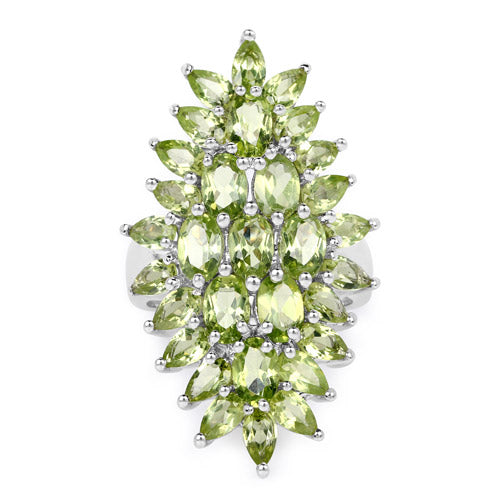 Anillo de Compromiso de Peridoto Genuino de 8.89 Quilates en Plata Esterlina .925