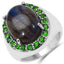 11.90 Carat Genuine Labradorite & Chrome Diopside Ring