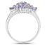 1.61 Carat Genuine Tanzanite Cluster Ring in Sterling Silver