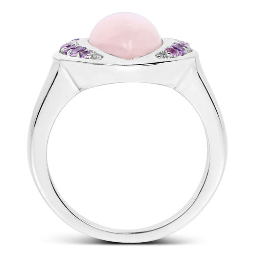 Anillo de plata esterlina con cuarzo rosa y amatista de 3.57 quilates