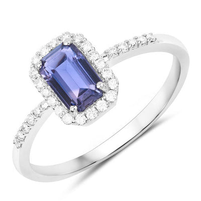 Anillo de Zafiro Azul Púrpura y Diamante Blanco de 1.01 Quilates