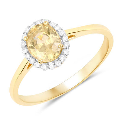 1.19 Carat Yellow Sapphire & Diamond 14K Yellow Gold Engagement Ring
