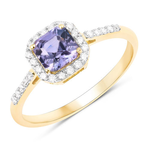 Bague en saphir rose violet et diamant de 1,27 carat en or 14K