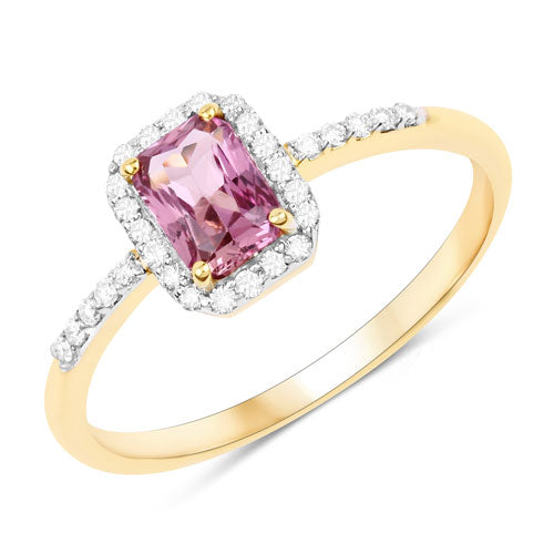 0.90 Carat Pink Sapphire and Diamond 14K Yellow Gold Engagement Ring