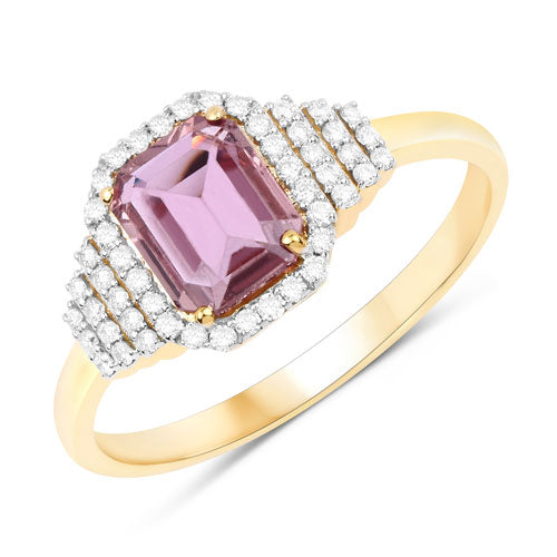 1.34 Carat Pink Sapphire and Diamond 14K Yellow Gold Engagement Ring