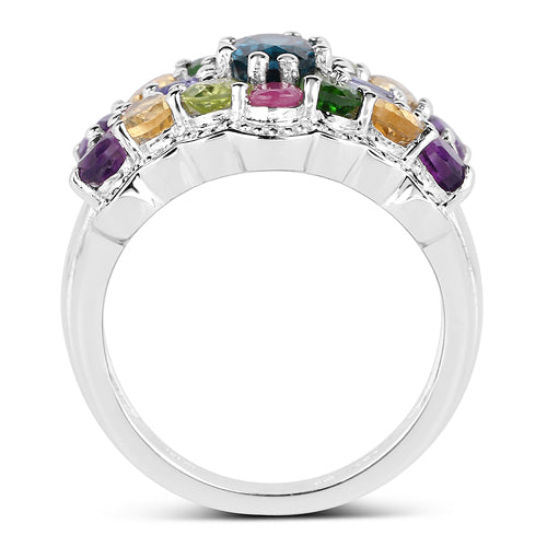 Bague de fiançailles en argent sterling .925 de 4,02 carats avec pierres multiples
