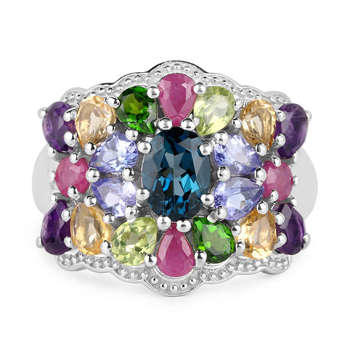 Bague de fiançailles en argent sterling .925 de 4,02 carats avec pierres multiples