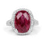 Anillo de cóctel de rubí teñido de 7.60 quilates y plata esterlina .925