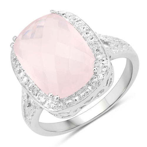5.80 Carat Genuine Rose Quartz Sterling Silver Ring