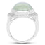 11.50 Carat Genuine Prehnite & White Topaz Sterling Silver Ring