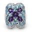 Bague en argent sterling de 5,53 carats avec améthyste et topaze bleue