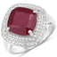 Bague en argent sterling avec rubis rempli de verre de 5,86 carats et topaze blanche