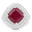 Bague en argent sterling avec rubis rempli de verre de 5,86 carats et topaze blanche