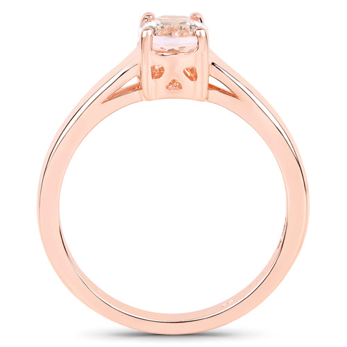 Bague de fiançailles en argent sterling avec morganite véritable de 0,70 carat