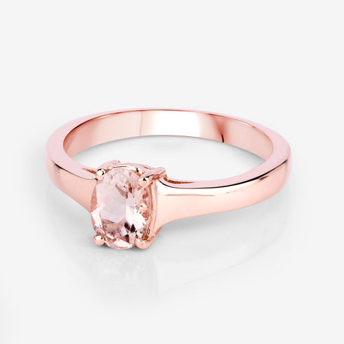 Bague de fiançailles en argent sterling avec morganite véritable de 0,70 carat