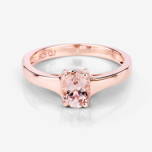 Bague de fiançailles en argent sterling avec morganite véritable de 0,70 carat