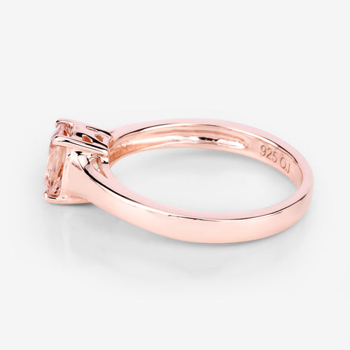 Bague de fiançailles en argent sterling avec morganite véritable de 0,70 carat