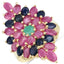 6.97 Carat Genuine Emerald, Blue Sapphire and Ruby Sterling Silver Ring