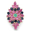 6.97 Carat Genuine Emerald, Blue Sapphire and Ruby Sterling Silver Ring